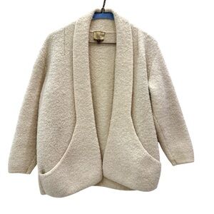 100% Alpaca Cozy Cream Open Front Cardigan